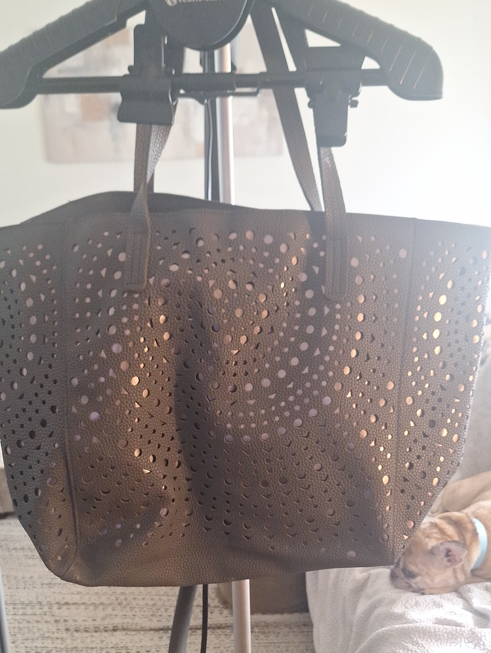 Source Unknown Brown Perforated Tote Bag